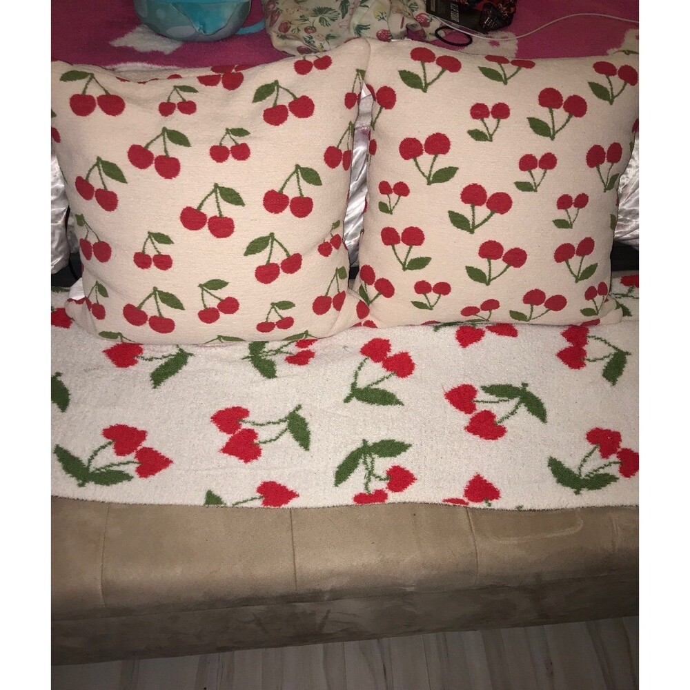 Cherries blanket and pillow bundle